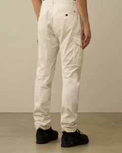 Trousers<C.P. Company Stretch Sateen Ergonomic Lens Double Cargo Pants Gauze White