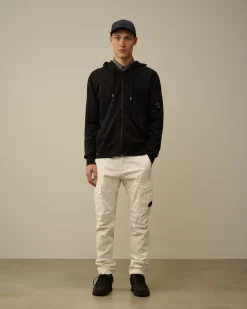 Trousers<C.P. Company Stretch Sateen Ergonomic Lens Double Cargo Pants Gauze White