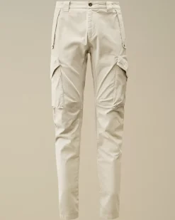 Trousers<C.P. Company Stretch Sateen Ergonomic Lens Cargo Pants Gauze White