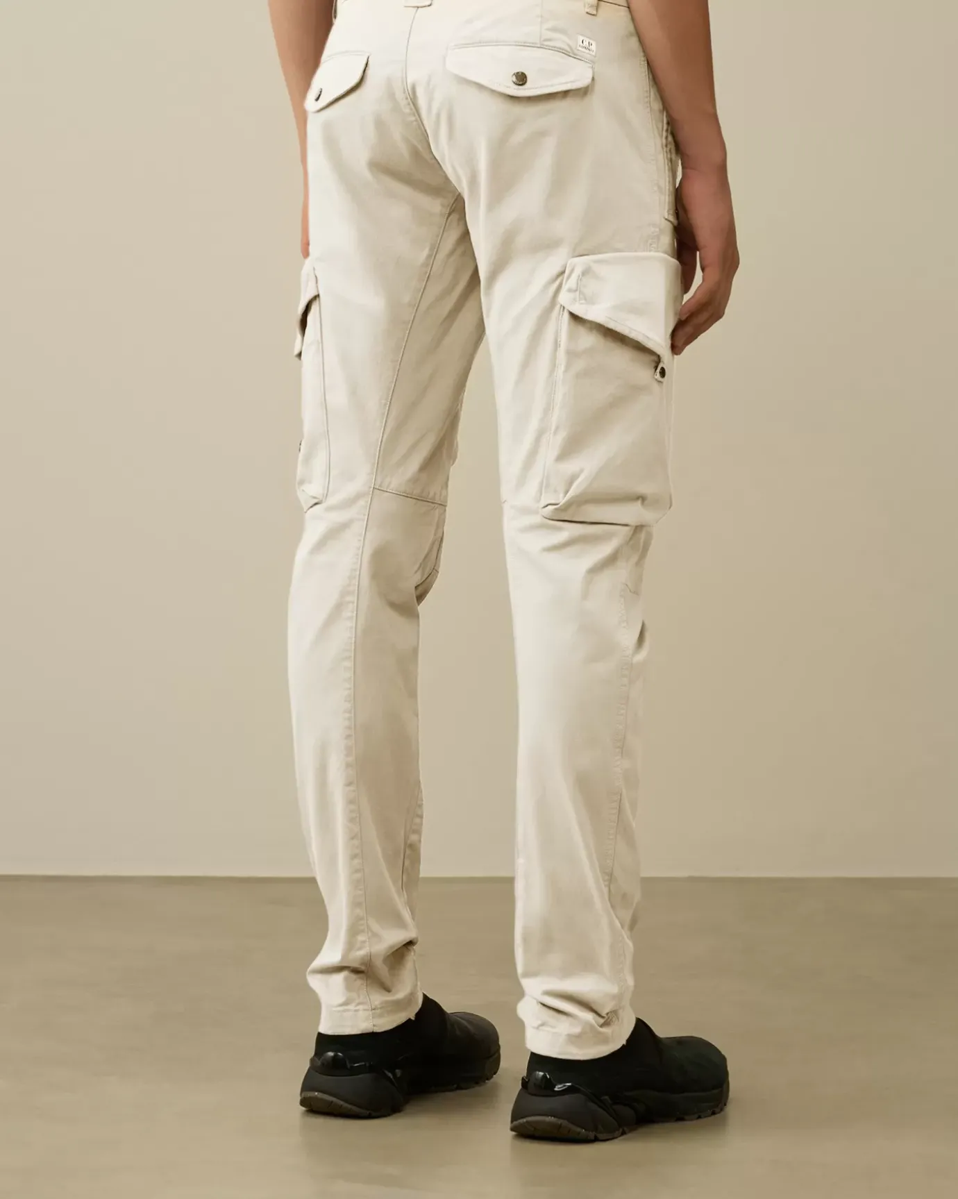 Trousers<C.P. Company Stretch Sateen Ergonomic Lens Cargo Pants Gauze White