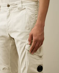 Trousers<C.P. Company Stretch Sateen Ergonomic Lens Cargo Pants Gauze White