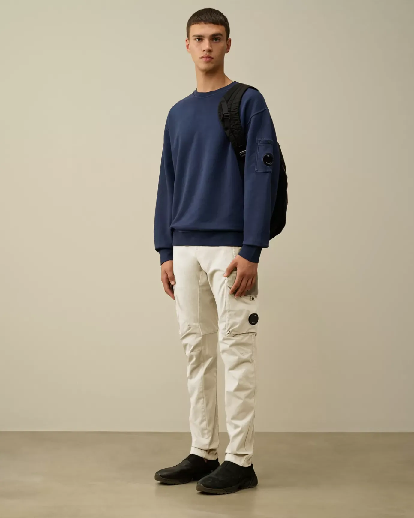 Trousers<C.P. Company Stretch Sateen Ergonomic Lens Cargo Pants Gauze White