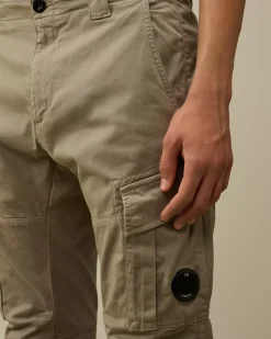 Trousers<C.P. Company Stretch Sateen Ergonomic Lens Double Cargo Pants Vintage Khaki – Beige