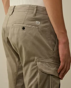 Trousers<C.P. Company Stretch Sateen Ergonomic Lens Double Cargo Pants Vintage Khaki – Beige