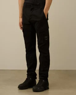 Trousers<C.P. Company Stretch Sateen Ergonomic Lens Double Cargo Pants Black