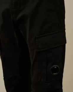 Trousers<C.P. Company Stretch Sateen Ergonomic Lens Double Cargo Pants Black