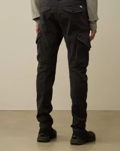 Trousers<C.P. Company Stretch Sateen Ergonomic Lens Cargo Pants Black Sand