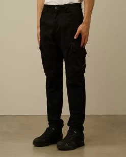 Trousers<C.P. Company Stretch Sateen Ergonomic Lens Cargo Pants Black