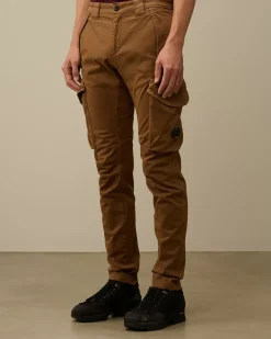 Trousers<C.P. Company Stretch Sateen Ergonomic Lens Cargo Pants Toffee – Beige