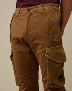 Trousers<C.P. Company Stretch Sateen Ergonomic Lens Cargo Pants Toffee – Beige