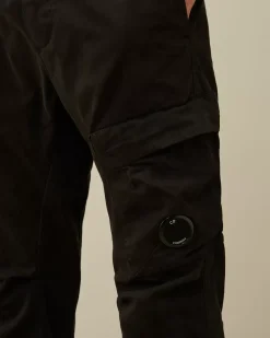 Trousers<C.P. Company Stretch Sateen Ergonomic Lens Single Cargo Pants Black