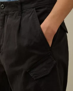 Trousers<C.P. Company Stretch Sateen Loose Chino Pants Black Sand