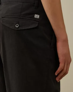 Trousers<C.P. Company Stretch Sateen Loose Chino Pants Black Sand