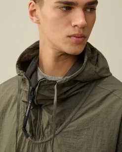 Overshirt<C.P. Company Taylon-L Half Zipped Hooded Overshirt Grape Leaf – Green
