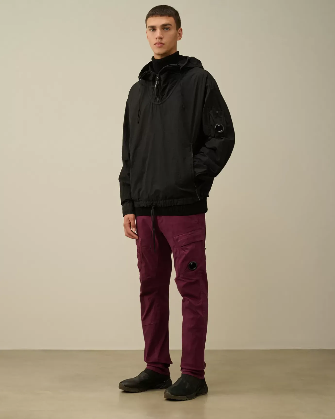 Overshirt<C.P. Company Taylon-L Half Zipped Hooded Overshirt Black