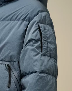 Clothing 4-8<C.P. Company U16 Chrome-R Padded Goggle Jacket Flint Stone – Blue