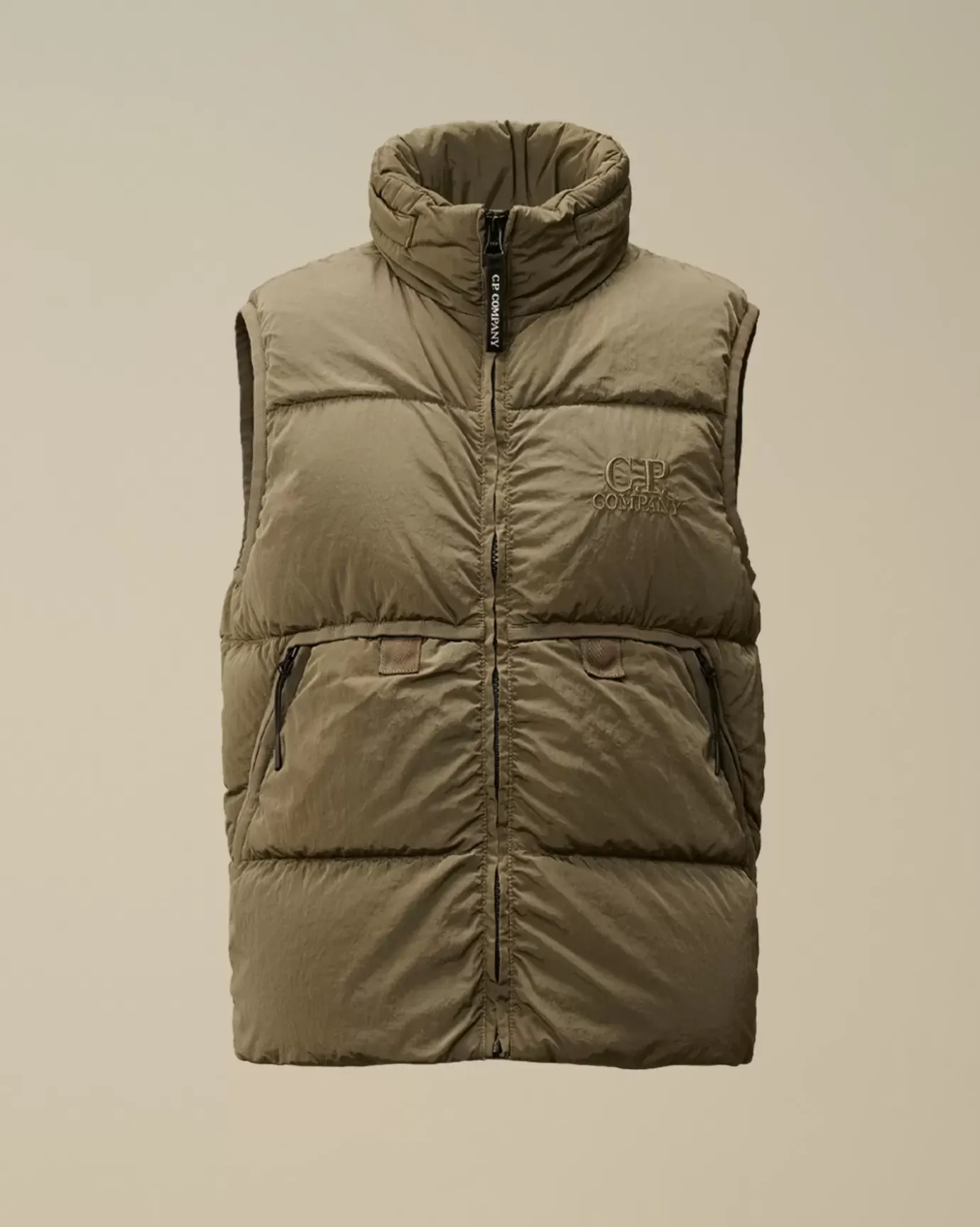 Clothing 10-14<C.P. Company U16 Chrome-R Padded Logo Vest Walnut – Beige