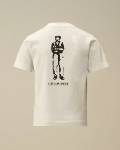 Clothing 10-14<C.P. Company U16 Cotton Jersey 30/1 British Sailor Logo T-Shirt Gauze White