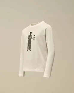 Clothing 4-8<C.P. Company U16 Cotton Jersey 30/1 British Sailor Longsleeve T-Shirt Gauze White