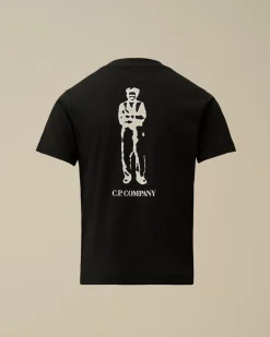 Clothing 10-14<C.P. Company U16 Cotton Jersey 30/1 British Sailor Logo T-Shirt Black