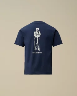 Clothing 4-8<C.P. Company U16 Cotton Jersey 30/1 British Sailor Logo T-Shirt Estate Blue
