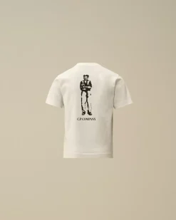 Clothing 2-3<C.P. Company U16 Cotton Jersey 30/1 British Sailor Logo T-Shirt Gauze White