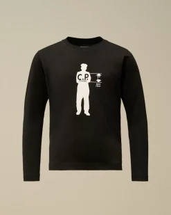 Clothing 10-14<C.P. Company U16 Cotton Jersey 30/1 British Sailor Longsleeve T-Shirt Black