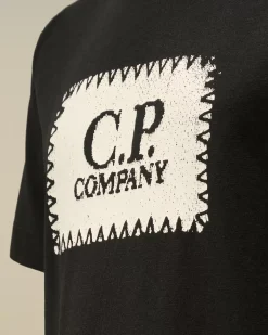 Clothing 10-14<C.P. Company U16 Cotton Jersey 30/1 Label Style T-Shirt Black