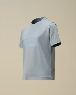 Clothing 10-14<C.P. Company U16 Cotton Jersey 30/1 Label Style T-Shirt Flint Stone – Blue