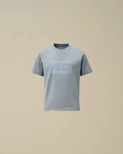 Clothing 2-3<C.P. Company U16 Cotton Jersey 30/1 Label Style T-Shirt Flint Stone – Blue