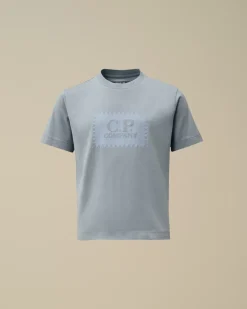 Clothing 4-8<C.P. Company U16 Cotton Jersey 30/1 Label Style T-Shirt Flint Stone – Blue