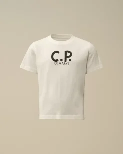 Clothing 4-8<C.P. Company U16 Cotton Jersey 30/1 Printed Logo T-Shirt Gauze White
