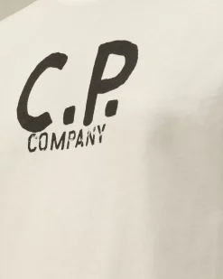 Clothing 4-8<C.P. Company U16 Cotton Jersey 30/1 Printed Logo T-Shirt Gauze White
