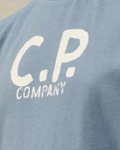 Clothing 10-14<C.P. Company U16 Cotton Jersey 30/1 Printed Logo T-Shirt Flint Stone – Blue