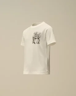 Clothing 4-8<C.P. Company U16 Cotton Jersey 30/1 Twisted Logo T-Shirt Gauze White