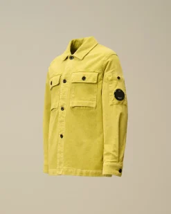 Clothing 10-14<C.P. Company U16 Cotton Stretch Corduroy Buttoned Lens Shirt Canton - Green