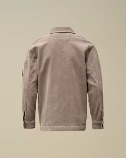 Clothing 10-14<C.P. Company U16 Cotton Stretch Corduroy Buttoned Lens Shirt Purple Dove