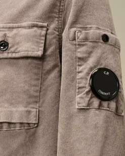 Clothing 10-14<C.P. Company U16 Cotton Stretch Corduroy Buttoned Lens Shirt Purple Dove