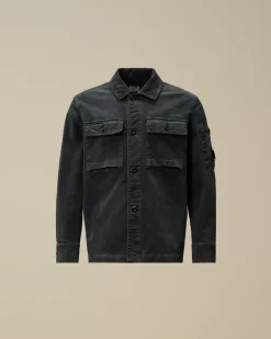 Clothing 4-8<C.P. Company U16 Cotton Stretch Corduroy Buttoned Lens Shirt Total Eclipse – Blue