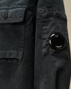 Clothing 4-8<C.P. Company U16 Cotton Stretch Corduroy Buttoned Lens Shirt Total Eclipse – Blue