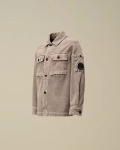 Clothing 4-8<C.P. Company U16 Cotton Stretch Corduroy Buttoned Lens Shirt Purple Dove