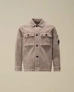 Clothing 4-8<C.P. Company U16 Cotton Stretch Corduroy Buttoned Lens Shirt Purple Dove