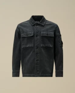 Clothing 10-14<C.P. Company U16 Cotton Stretch Corduroy Buttoned Lens Shirt Total Eclipse – Blue