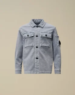 Clothing 4-8<C.P. Company U16 Cotton Stretch Corduroy Buttoned Lens Shirt Flint Stone – Blue