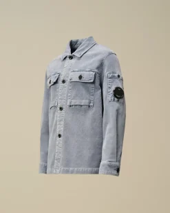 Clothing 10-14<C.P. Company U16 Cotton Stretch Corduroy Buttoned Lens Shirt Flint Stone – Blue