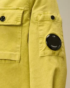 Clothing 4-8<C.P. Company U16 Cotton Stretch Corduroy Buttoned Lens Shirt Canton - Green