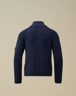 Clothing 10-14<C.P. Company U16 Cotton Zipped Lens Cardigan Estate Blue