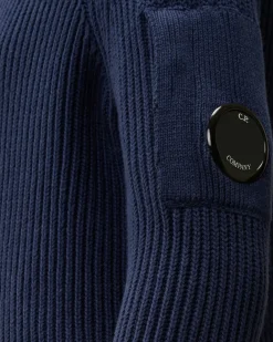 Clothing 10-14<C.P. Company U16 Cotton Zipped Lens Cardigan Estate Blue