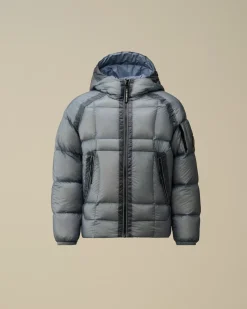Clothing 4-8<C.P. Company U16 D.D. Shell Ripstop Hooded Down Jacket Flint Stone – Blue
