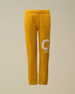 Clothing 4-8<C.P. Company U16 Diagonal Fleece Big Logo Sweatpants Golden Rod - Yellow